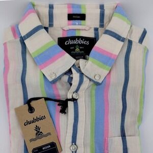 NWT Chubbies The Soft Serve Resort Weave Friday Shirt Mens Medium Striped